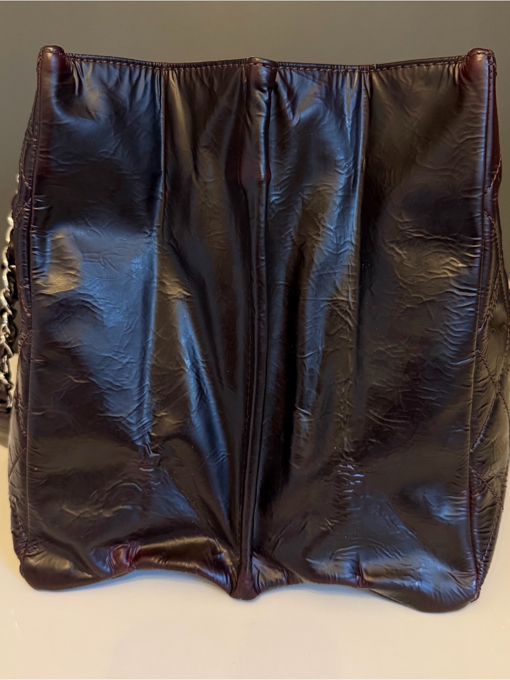 Chanel Grand Shopping Tote Dark Burgundy Brown Glazed Crumpled Calfskin 2009 GST - Picture 8 of 16